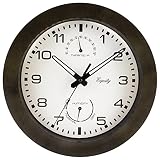 Equity by La Crosse 29005 Outdoor Thermometer and Humidity Wall Clock, 10", Brown