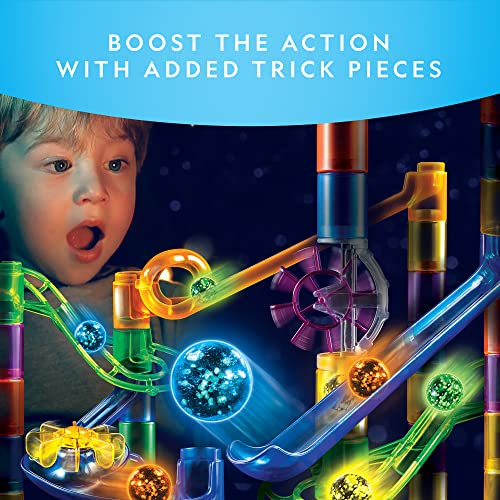 NATIONAL GEOGRAPHIC Glowing Marble Run Expansion Pack 5 Glow in The Dark Glass Marbles, 20