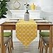 ColorBird Diamond Checkered Table Runner Cotton Linen Runners for Kitchen Dining Living Room Table Linen Decor (12 x 70 Inch, Yellow)