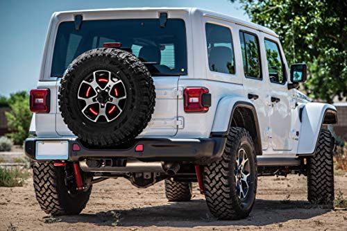 Spare Tire Brake Light for Jeep Wrangler JK JKU(2007-2017), Third 3rd Brake Tail Lamp, Round Stop Lights, Red LED Wheel Ring Lights, Black Exterior