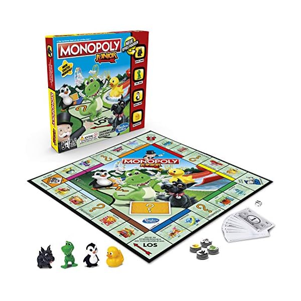Hasbro Gaming Monopoly Junior Strategiespiel, Brettspiel für 2-4 Spieler, Spielspaß mit Freunden und Familie, Perfekt als Partyspiel und für Multiplayer-Spaß, Geschenk für Kinder ab 5 Jahren
