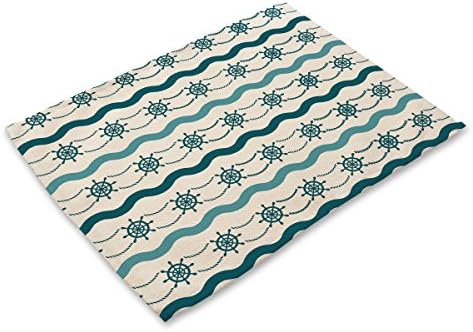 FDY MY Rudder &amp; Chevron Design Placemats Table Mats Print Non-slip Heat Insulation Place Mat for Dining Table