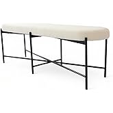 SORBARIA 54” upholstered Boucle Accent Ottoman Bench for entryway, Living Rooms, lounges, bedrooms-White Boucle