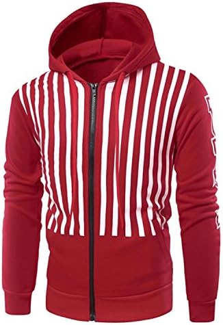 Stripes Print Hooded Sweater Jacket Sweatshirt Hoodie Coat Outerwear For Men