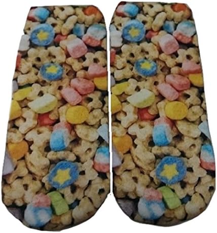 Candy Themed Junior Womens' Ankle No Show Socks (Marshmallow Cereal)
