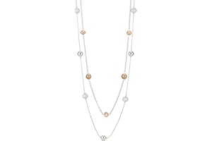 FULU AUTUMN Silver Layered Long Necklace for Women Pearl Crystal Sweater Strand Chain Necklaces Fashion Gifts