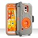 ULAK Galaxy S5 Case, Knox Armor Hybrid Rugged Heavy Duty Shockproof Protection Holster Case for Samsung Galaxy S5 with Built-in Rotating Stand and Belt Swivel Clip - Orange/Gray