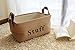 Tosnail 2 Pack Collapsible Jute Storage Bin Nursery Baskets with Leather Handle - Great for Bedroom, Closet, Toys and Cat (Stuff Print)