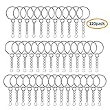 Key Chain, 120 Pcs Nickel Plated Key Chains with Extended Open Jump Rings, Size of 1inch/25mm