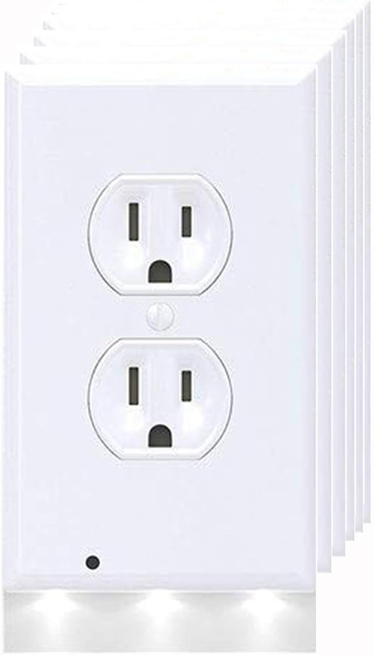 Groto 6Pack Guidelight Wall Outlet Plate with LED Night Lights, Outlet