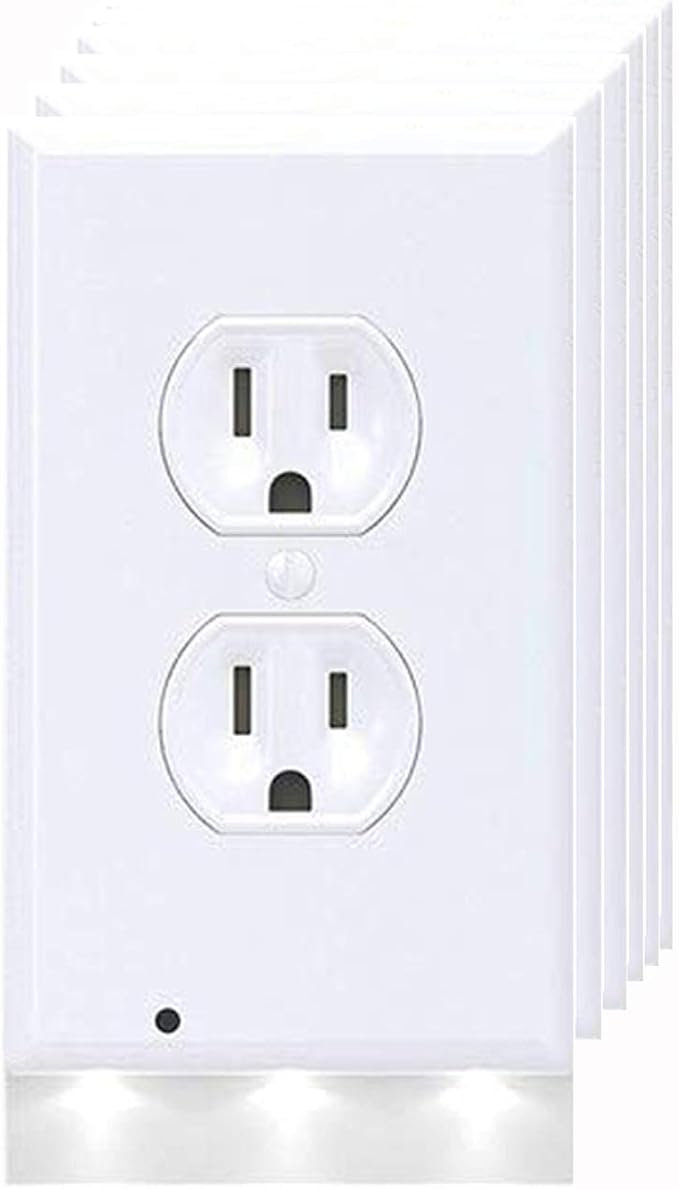 Groto 6Pack Guidelight Wall Outlet Plate with LED Night Lights, Outlet