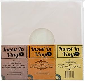 Image of 50 Poly Lined Paper Protective LP Inner Sleeves Vinyl Record Sleeves (80 GSM Ivory Color) Provide Your LP Collection with The Proper Protection - Invest In Vinyl