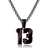 HSWYFCJY Personalized Number Necklace for Boys 0-99 Athletes Jersey Number Stainless Steel Baseball Team Charms Pendant Baseball Gifts for Men