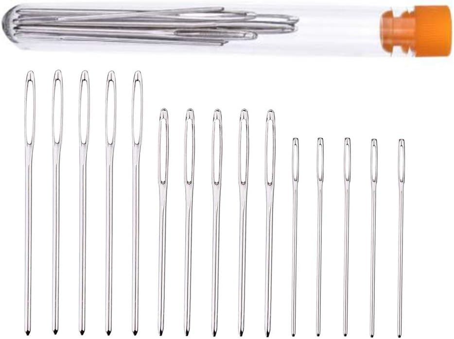Yesmin 15 Pieces 3 Sizes Large-eye Blunt Yarn Knitting Sewing Big Eye Needles with a Threader