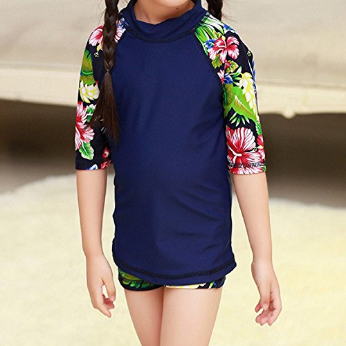DONA Toddlers & Big Girls Swimsuit Two-Piece Tankini UPF 50+ UV Protective, 1-5 Years (Blue, 2-3T(Height:37.5"-41.3"/95-105cm)/M)