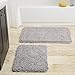 Bathroom Rugs - 2-Piece Memory Foam Bathroom Set with Chenille Shag Top and Non-Slip Base - Machine Washable Bath Rugs by Lavish Home (Gray)
