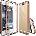 Ringke Fusion Compatible with HTC One A9 Case Crystal Clear PC Back TPU Bumper with Screen Protector Drop Protection, Shock Absorption Technology Attached Dust Cap for HTC One A9 - Rose Gold