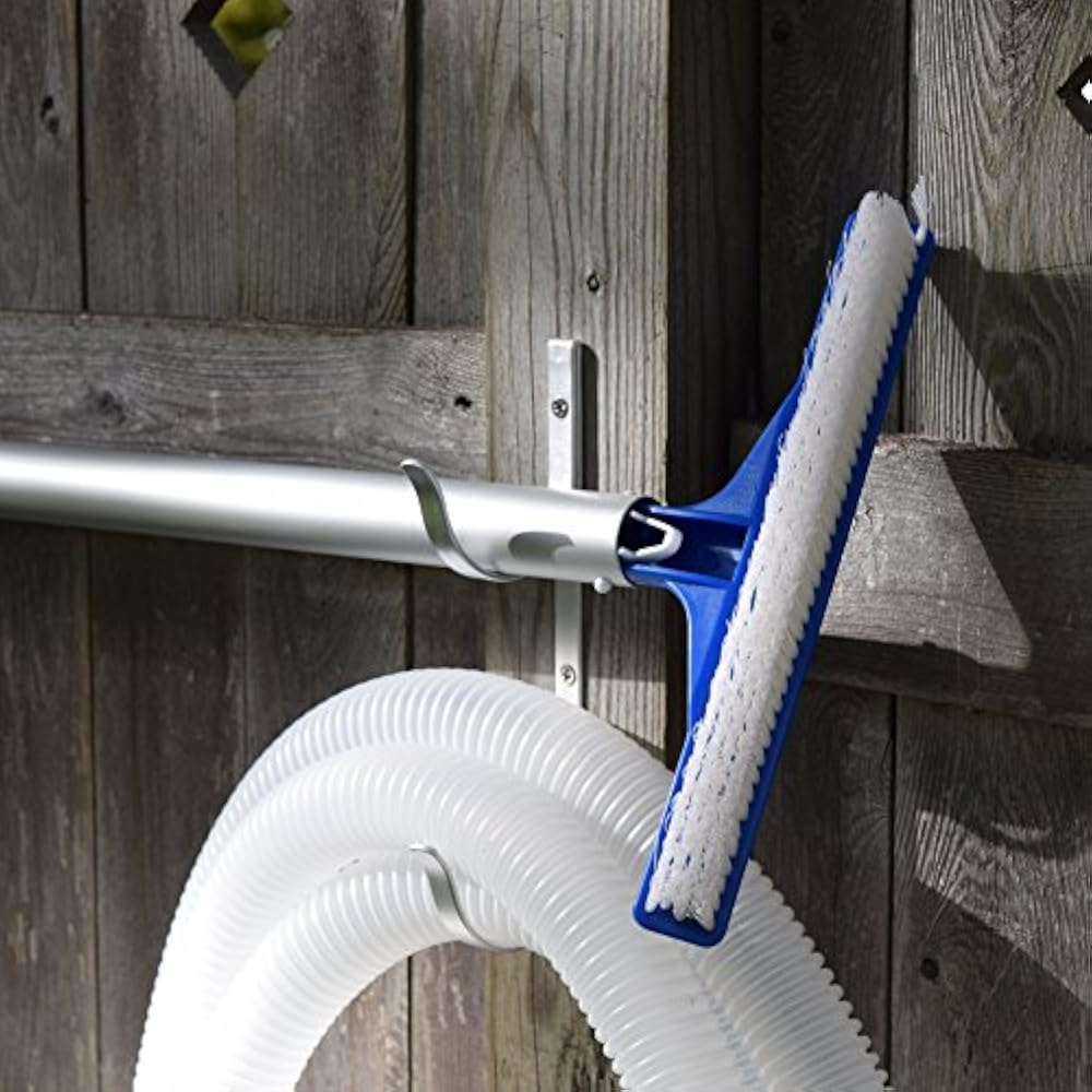 Nickel Gray Hanger Set For Swimming Pool Aluminum Pole Leaf Rake