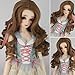 1/3 BJD SD Doll Wig with 9-10 Inch High Temperature Synthetic Fiber Dark Brown Long Kinky Wavy Hair with Middle Parting Wig BJD Doll Wigs for 1/3 BJD SD Doll(22#)