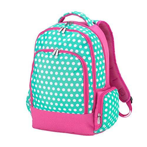 Wholesale Boutique Hadley Bloom Flowers Aqua 17.5 x 14 Polyester Zippered Backpack - Thumbnail 3