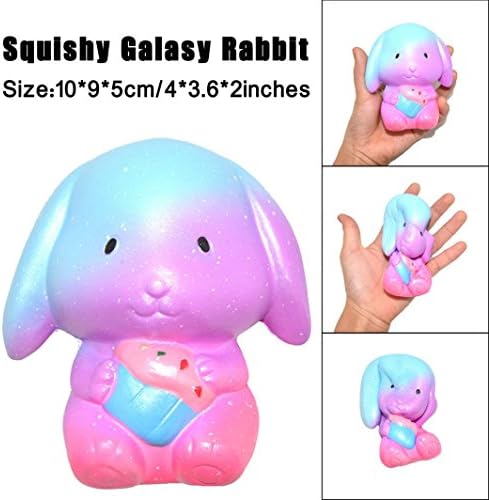 Squishy Galaxy Rabbit QuickGrowth 10cm Galaxy Bunny Cream Scented Squishy Slow Rising Squeeze Strap Kids Toy Gift