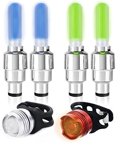 ProBike Lights | Extra Bright 4 Pcs Wheel lights and 2 Pcs Rear Bike Light Water Resistant Neon LED Night Safety Riding Lamp for Bicycle Car Tire Wheel Rim Valve and Rear Front Kit | Battery Included