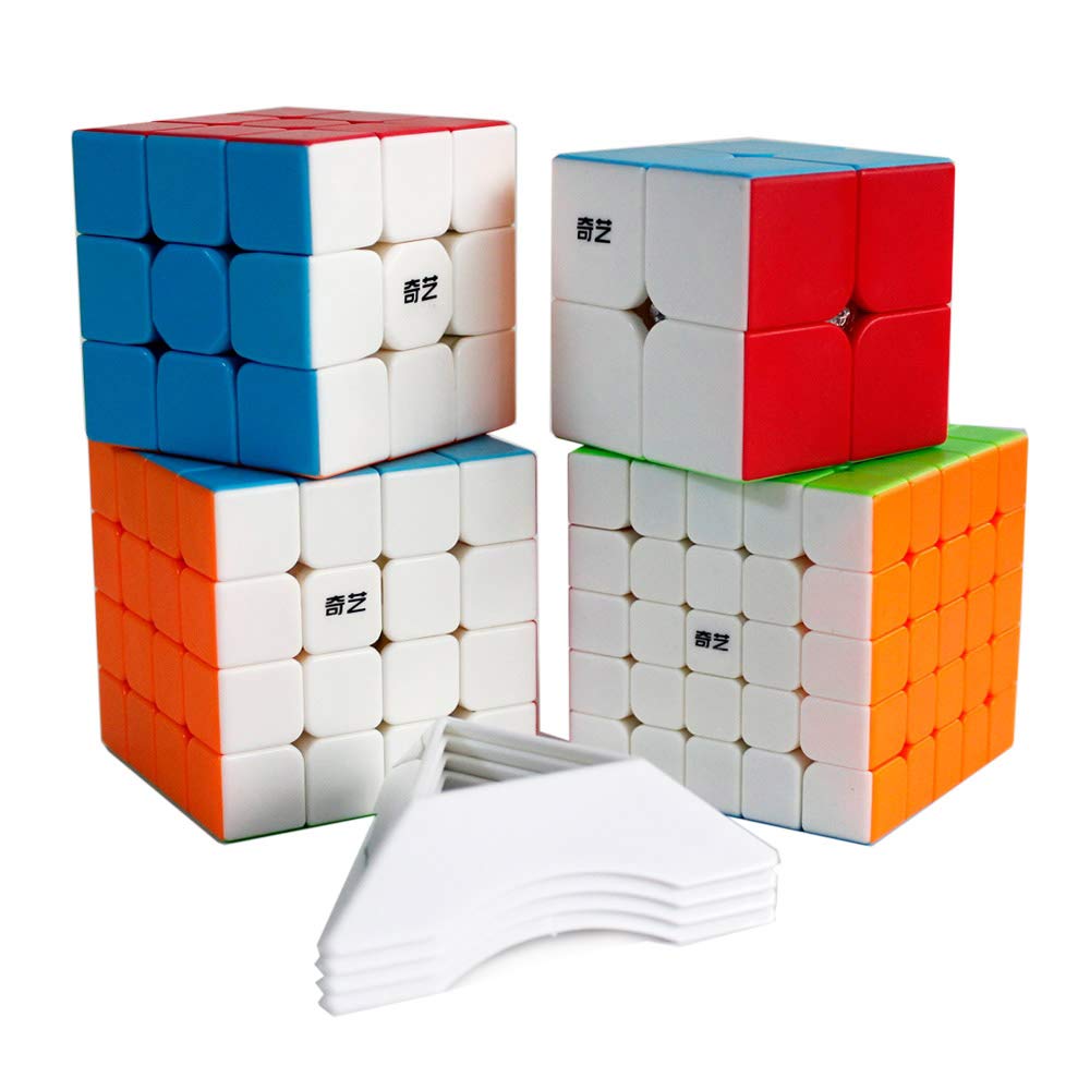 OJIN Specific Cube Bundle 2x2 3x3 4x4 5x5 Stickerless Puzzles Set with Gift Packing + Four Cube Tripods