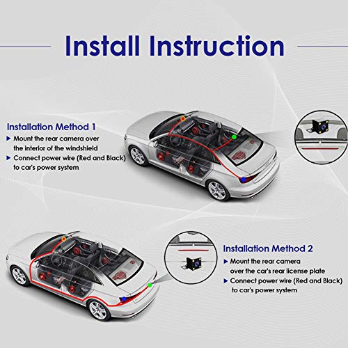 Auto Rückfahrkamera 170° Winkel 4 LED-Nachtsicht Parkkamera Auto Rückansicht Kamera