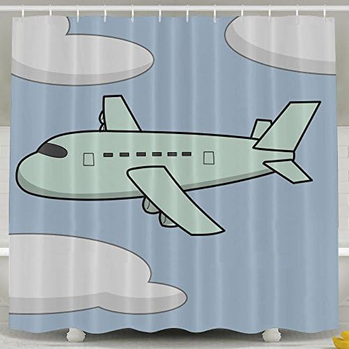 Kalang Shower Curtain Vintage Airplane Printing Anti bacterial Waterproof Polyester Shower Curtain 60*72inch Non Toxic Eco-Friendly No Chemical Odor Rust Proof Grommets