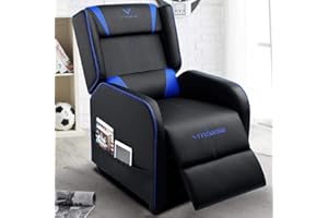 VITESSE VIT Gaming Recliner Chair Racing Style Single PU Leather Sofa Modern Living Room Recliners Ergonomic Comfortable Home Theater Seating, Blue.