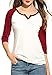 Bluetime Women's V Neck Casual 3/4 Sleeve Baseball Tshirt Raglan Jersey Shirt S-XXL