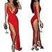 Flymall Deep V-neck Backless Strap Maxi Tank Split Side Dress
