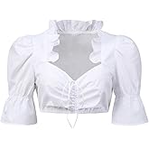 IIBOOYYE Women's Bavarian Oktoberfest Costume Traditional Dirndl Half Sleeve Blouse Classic Tops