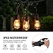 Mpow Outdoor String Lights, 49Ft Incandescent Ambience Added Lights, Sturdy Connectable Weatherproof Dimmer Compatible Strands, 15 Edison Vintage Bulbs, for Patio, Cafe, Porch, Deck, Bistro - Black