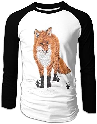Red Fox Men's Baseball Raglan Long Sleeve T-Shirt Stretch Cotton Tee