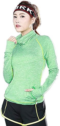 LUQHUQ Women's Lightweight Yoga High collar Hoodie Jackets with Thumb Holes?Zipper pocket(M,Orange)
