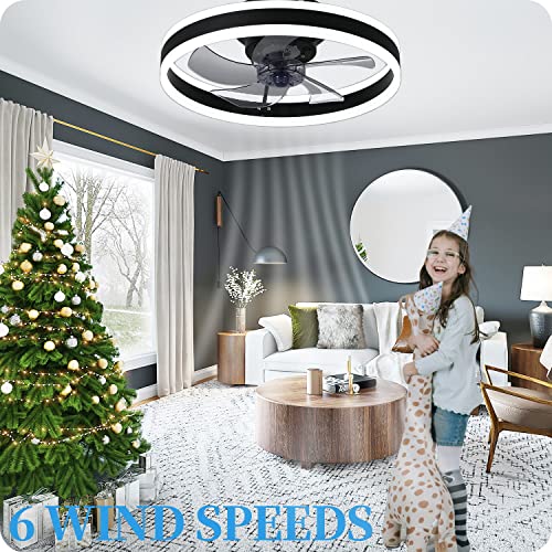 DewShrimp Flush Mount Ceiling Fan with Lights Bladeless Ceiling Fan