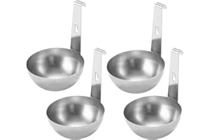 4 Pcs Egg Poacher Stainless Steel poached egg cooker,Hangable poached egg cups for Easy Cooking Making Soft Boiled Eggs (silv