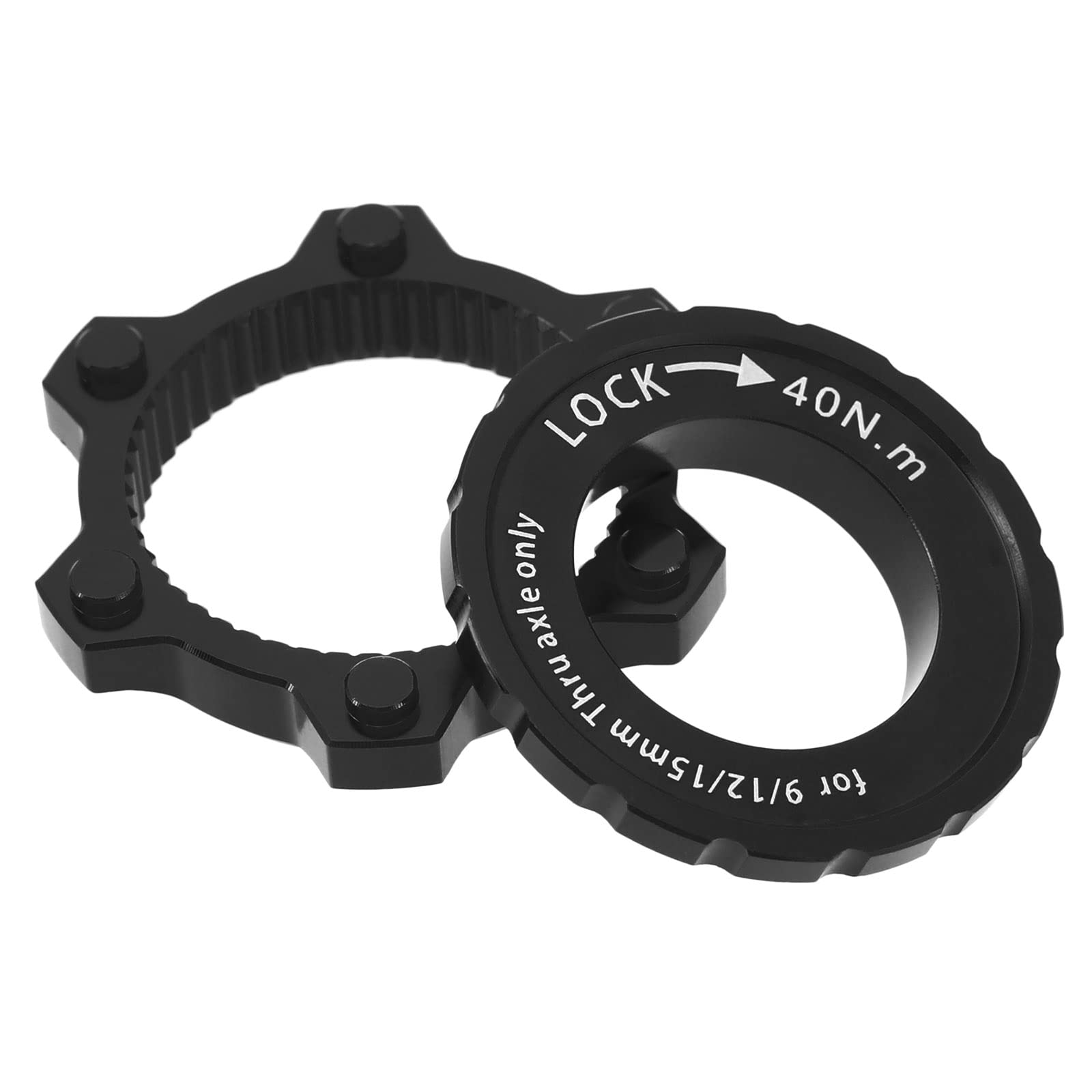 Be In Your Mind Bike Center Lock Adapter Bicycle Center Lock to 6-Bolt Disc Brake Rotor Adapter with Lock Ring Compatible with 9/12/15mm Hub Axles Aluminium Alloy Black