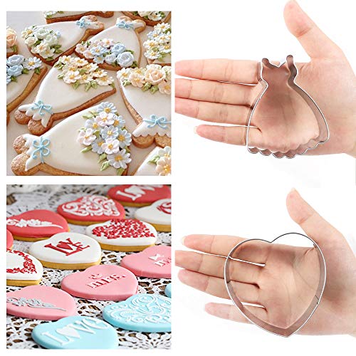 BAKHUK 8pcs 3 Inches Wedding Cookie Cutters Set, Stainless Steel Cutters for Baby Shower Wedding Birthday Decoration - Thumbnail 3