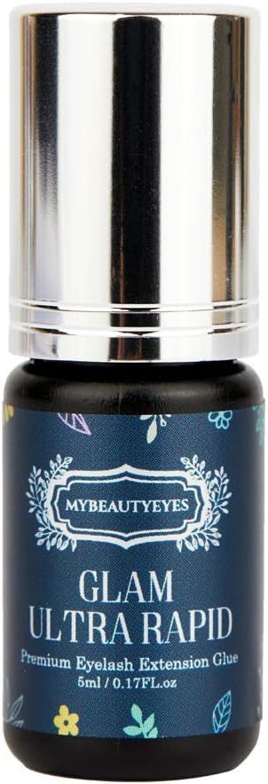 Mybeautyeyes Extra Fast And Strong Glam Ultra Rapid Glue For Eyelash Extension/Semi Permanent Extension Eyelash Bonding Supplies/Drying Time 1-2 Sec/Retention -8 Weeks/Latex Free / 5 Ml