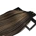 LAB·EH Remy Human Hair Extensions Clip in Balayage Natural Black to Chestnut Brown 20 Inch 7pcs 120g Real Clip in Hair Extensions Real Hair Extensions Natural Straight Extensions