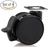 Katu BK-BB6505-28 Set of 4 Furniture Swivel Plate Caster with Brake for hardwood floors, Diameter 2 9/16