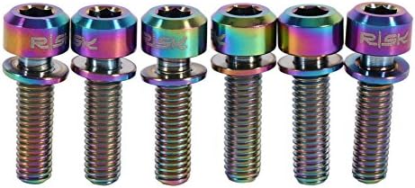 Bolts Screw With Washers Set For MTB Bicycle Stem Stem Screw 6pcs Titanium Alloy M5 x 18mm (Rainbow)