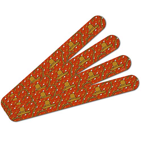 Western Cowboy Hats and Roping Pattern Double-Sided Nail File Emery Board Set 4 Pack
