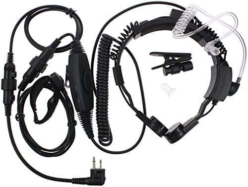 Tenq Professional Tactique Military Police FBI Flexible Throat Mic Microphone Covert Acoustic Tube Earpiece Headset Ajustable Volume for 2-pin Motorola Radio Cp040 Cp200 Xtni DTR Vl50