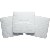 CHAMPRO Pro Style Molded Rubber Base Set of 3 Ground Anchored Bases for Baseball and Softball, White, 15" x 3"