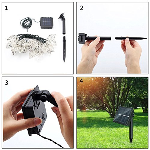 Solar String Lights Outdoor, Adecorty Solar Fairy String Lights 3D Metal Leaf 16ft 20LED Solar Ornament Lights Waterproof Solar Decoration Lights for Outdoor Decor Garden Patio Yard Tree Wedding Party - Thumbnail 4