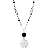 Elisheva Fashion Long Pendant Necklace for Women, Boho Fashion, Chunky Silver/Gold Disc Circle Pendant Tassel Y-Necklace, Vintage & Elegance, Sweater Chain Necklace, Sea Shell Beaded Jewelry