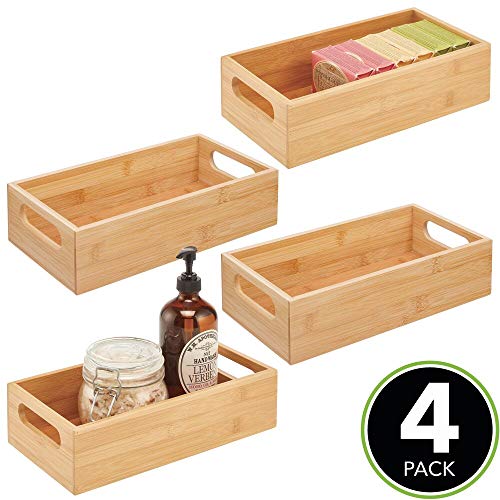 mDesign Bamboo Bathroom Storage Container Bin Drawer Organizer Crate